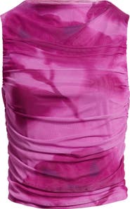 Open Edit Ruched Mesh Tank Top