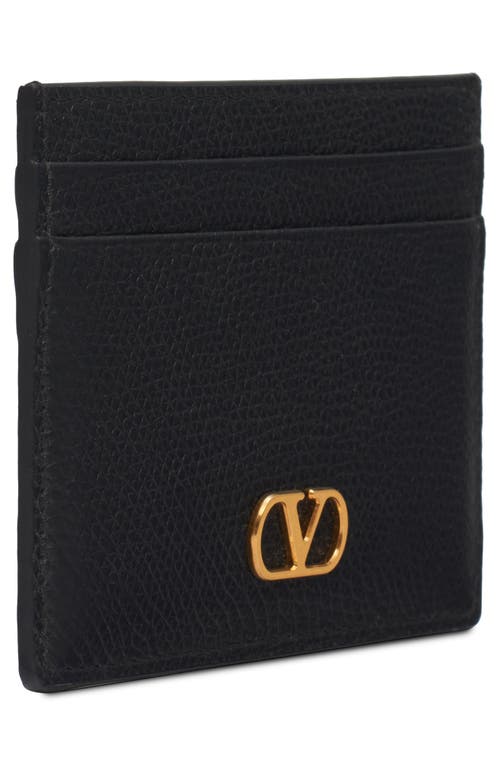 Valentino Garavani Vlogo Signature Leather Card Case In Black