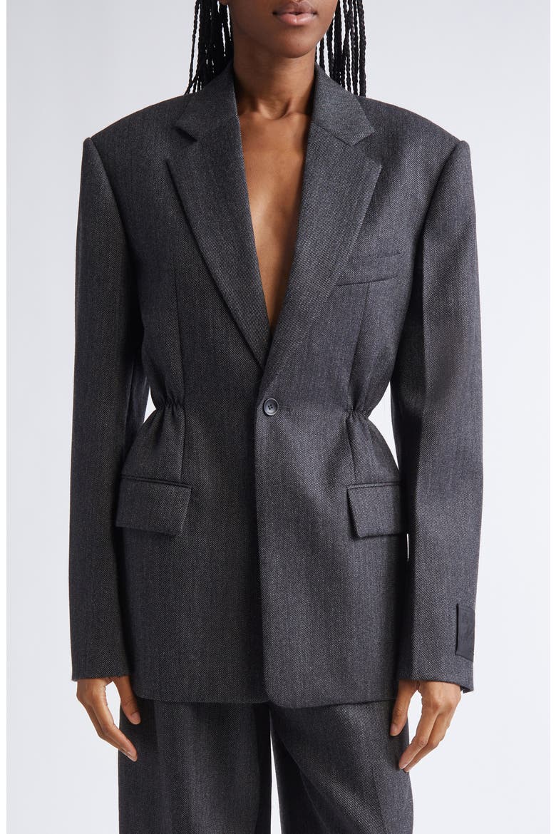 Oversize Wool Gabardine Blazer, Main, color, BLACK/ CHARCOAL