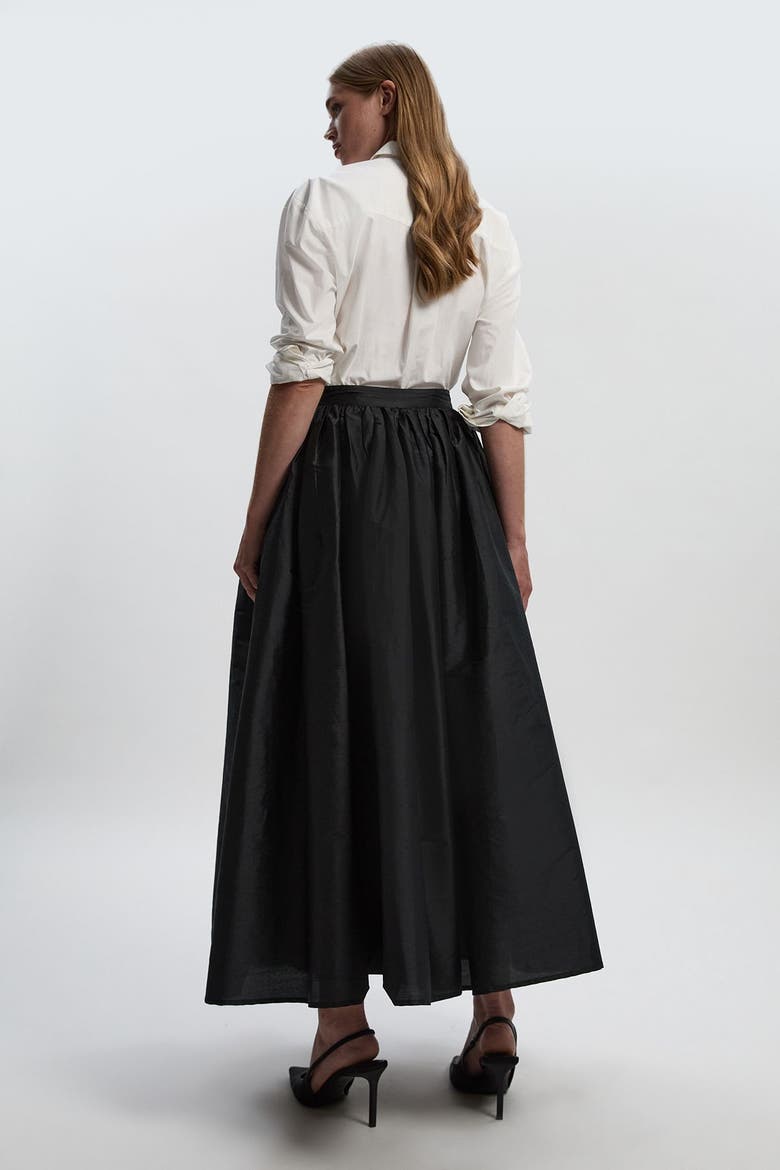 Taffeta Woven Maxi Skirt, Alternate, color, Black