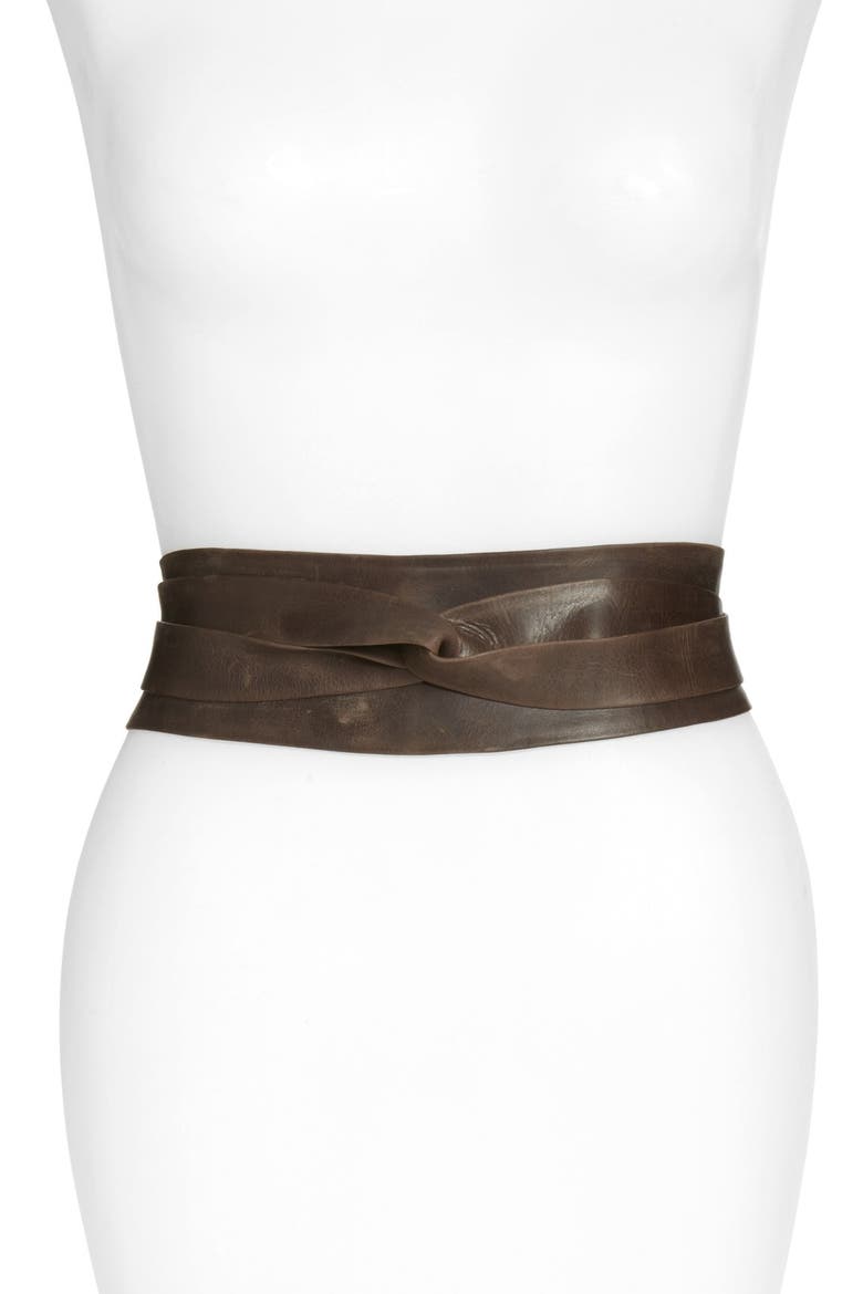 Leather Wrap Belt, Main, color, CHOCOLATE