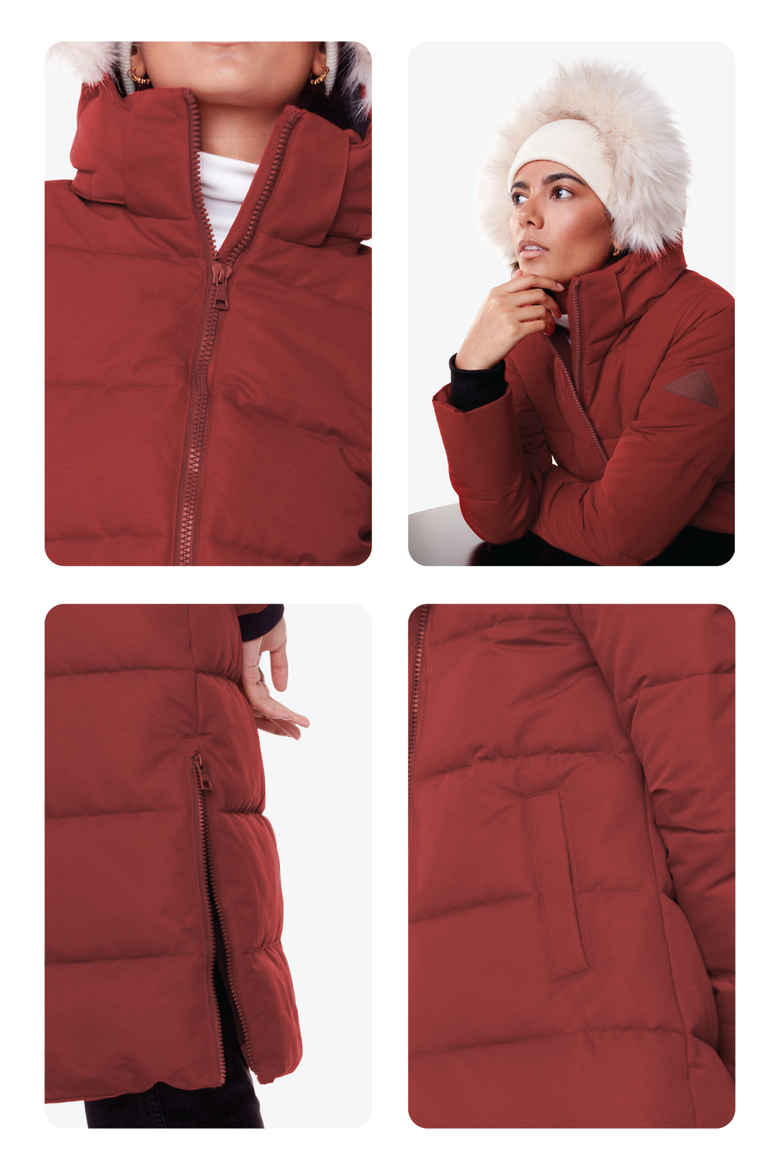 KLUANE - Vegan Down Ultra Long Winter Parka, Alternate, color, RED