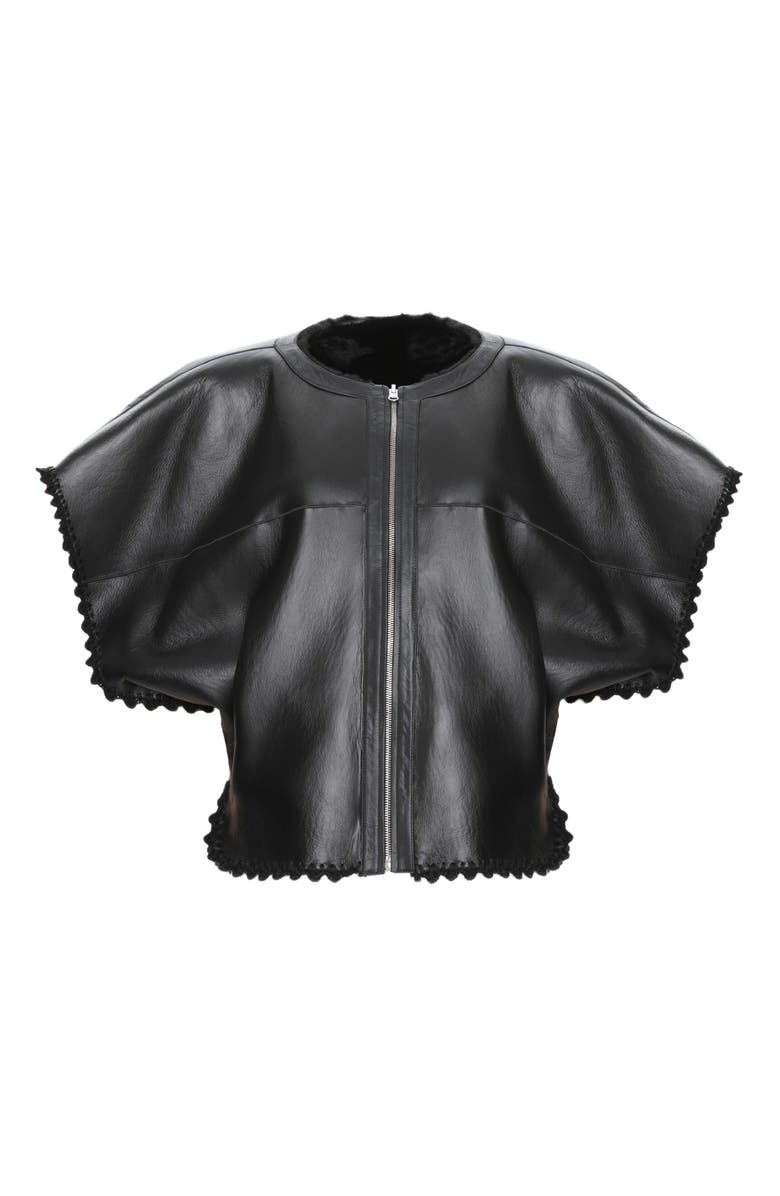 GORSKI Reversible Collarless Genuine Shearling Jacket, Alternate, color, Black/Black