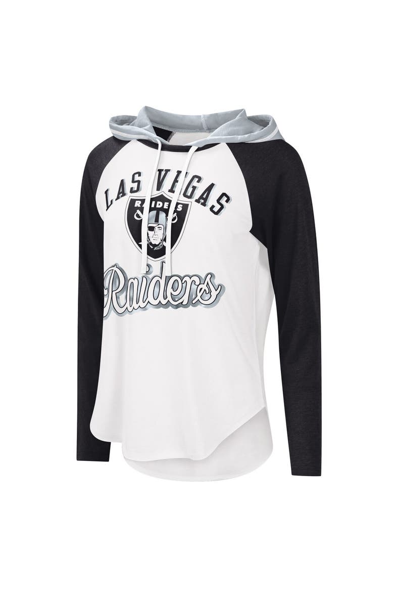 Women's G-III 4Her by Carl Banks White Las Vegas Raiders MVP Raglan Hoodie Long Sleeve T-Shirt, Alternate, color, White