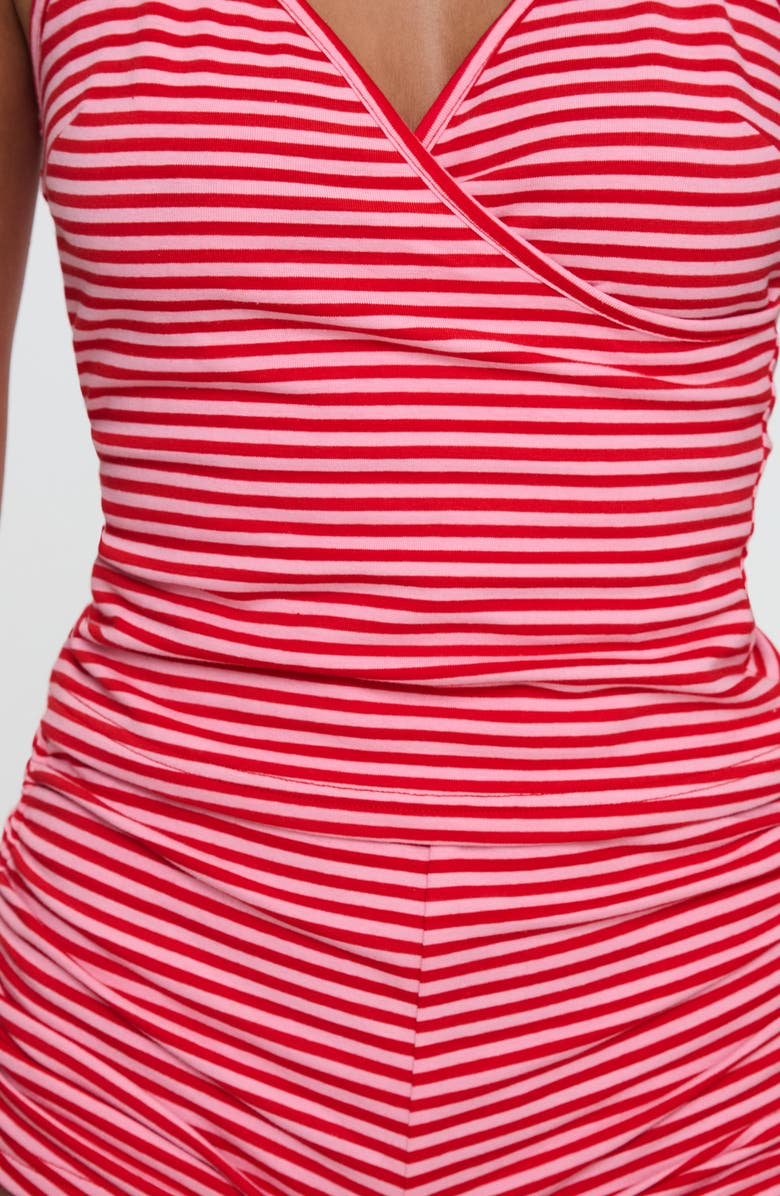 Princess Polly Spend My Nights Ruched Shorts, Alternate, color, Red Stripe