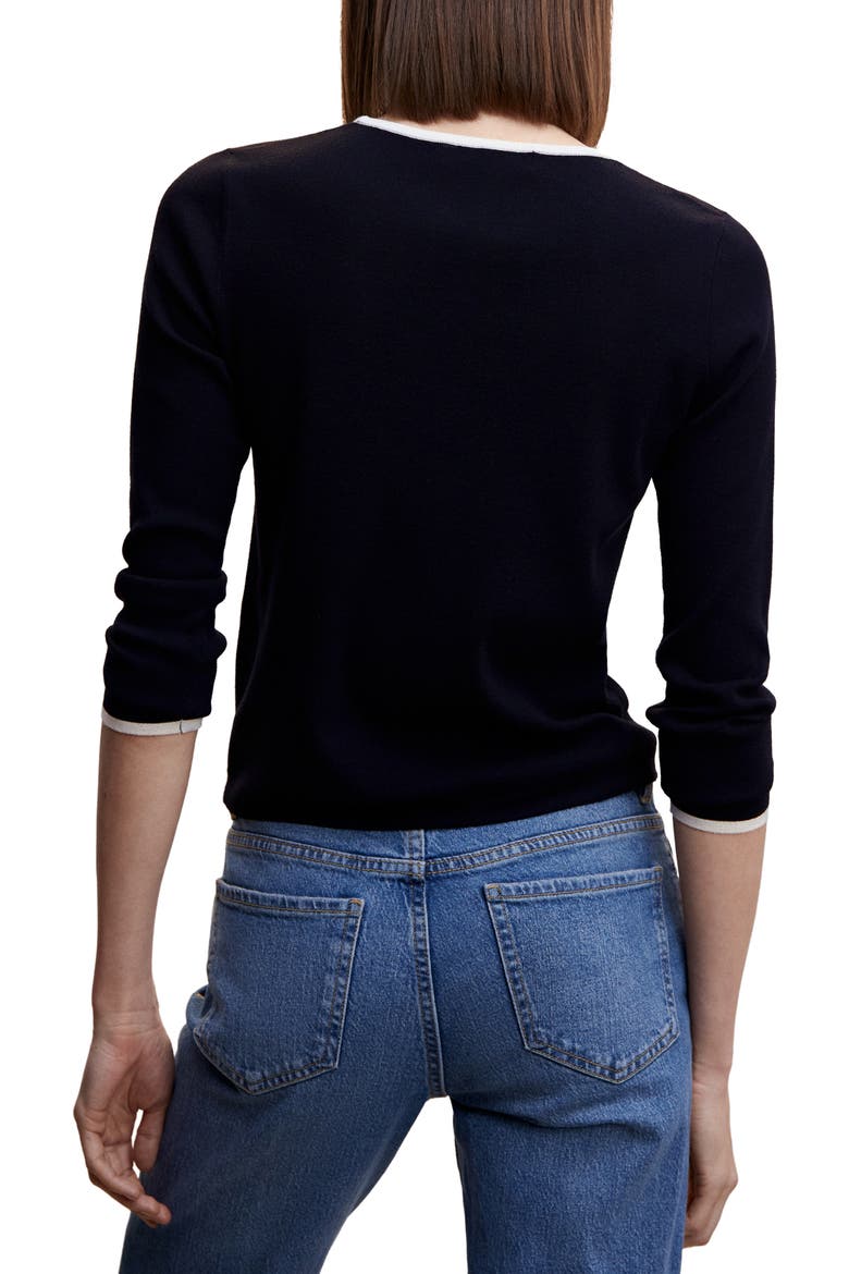 Tipped Crewneck Sweater, Alternate, color, BLACK