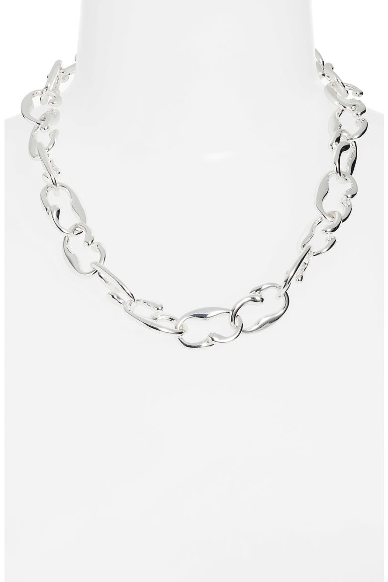 Teardrop Chain Necklace, Alternate, color, SILVER