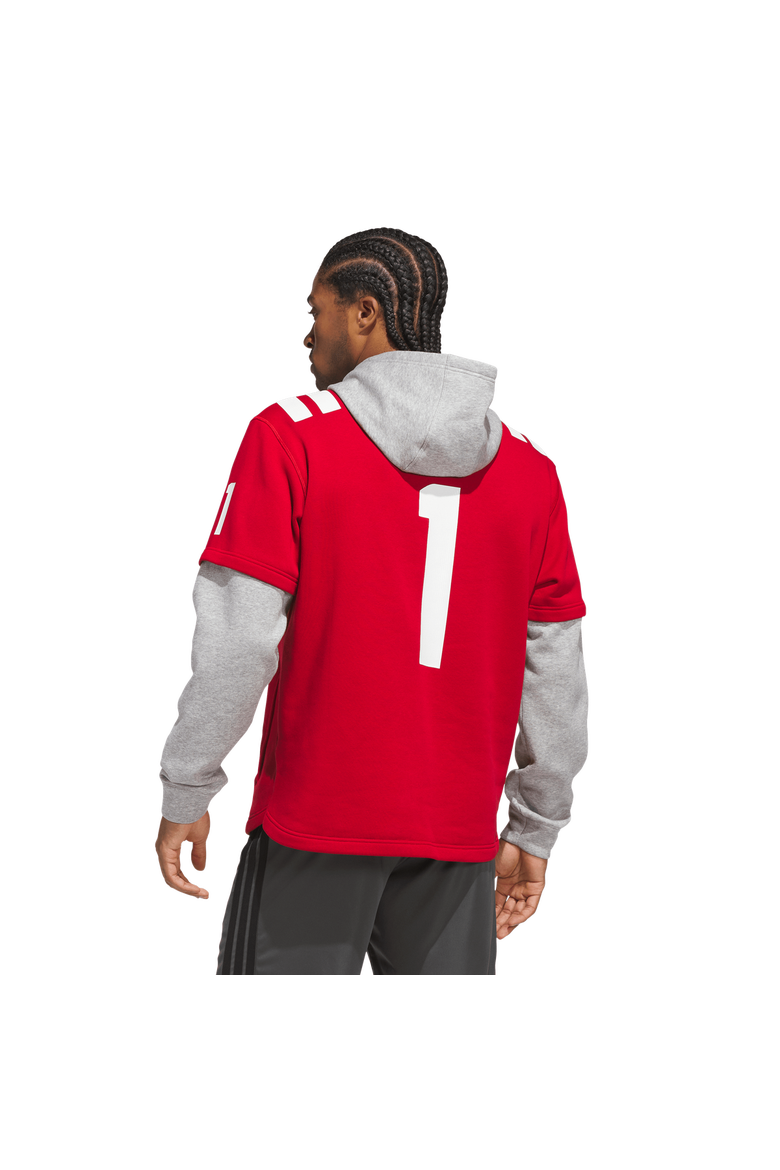 Men's adidas #1 Scarlet Nebraska Huskers Home Hooded Jersey, Alternate, color, Scarlet