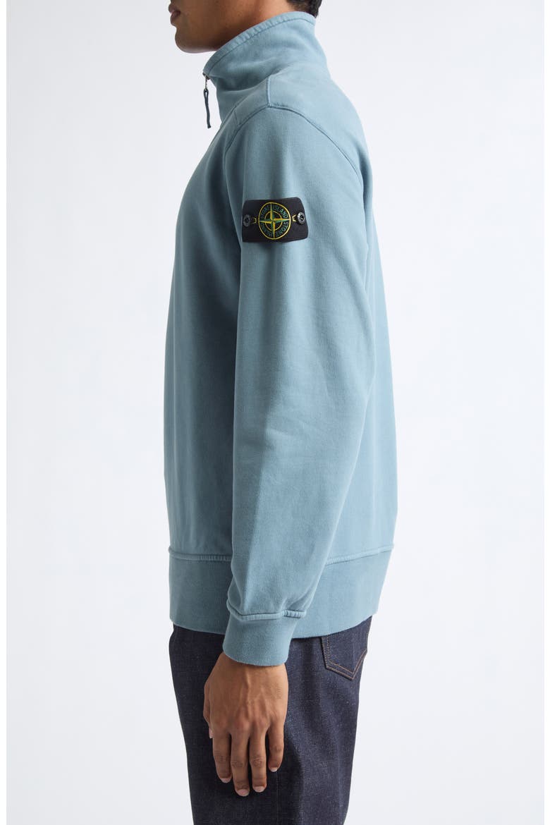 Cotton Quarter Zip Pullover, Alternate, color, V002B BLUE ACCIAIO