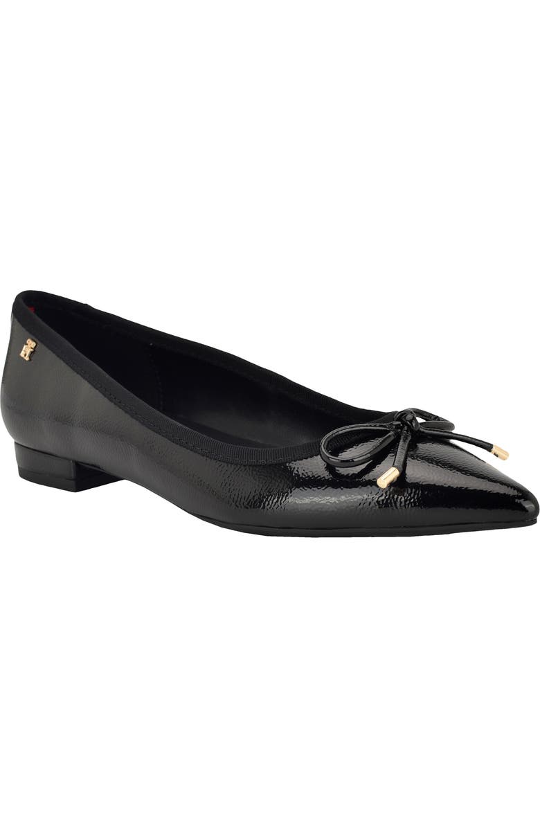 Tommy Hilfiger Kimio Pointed Toe Flat, Main, color, Black Shiny