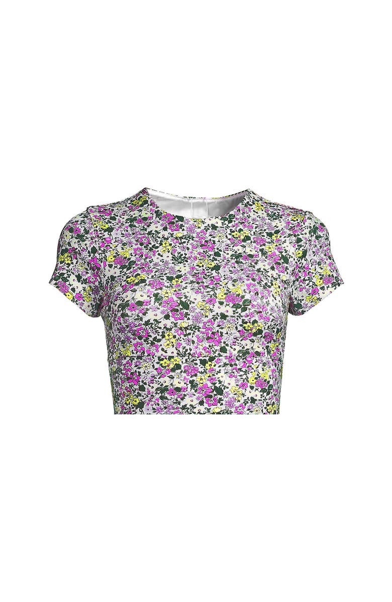 Lands
 End D-Cup Tugless Cap Sleeve Tankini Top, Alternate, color, White Multi Ditsy Floral