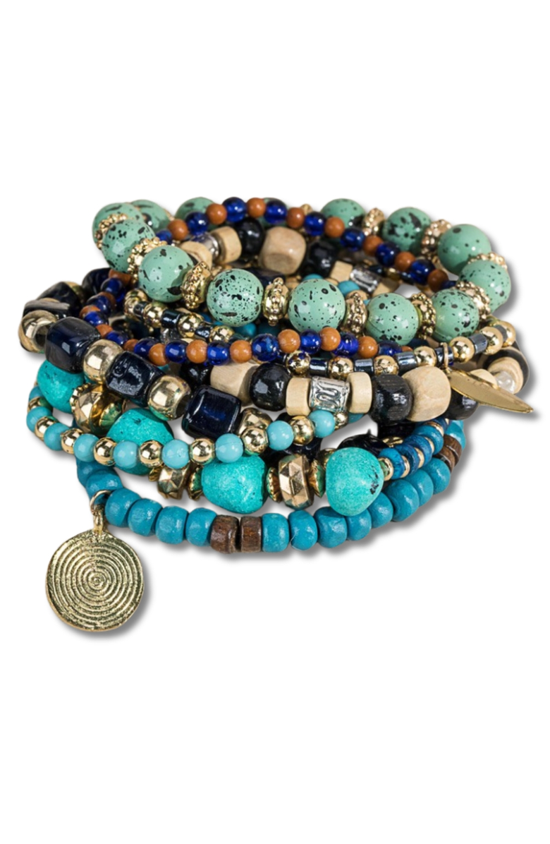Humanist Beauty Bohemian Stacking Bracelet Set, Alternate, color, Turquoise