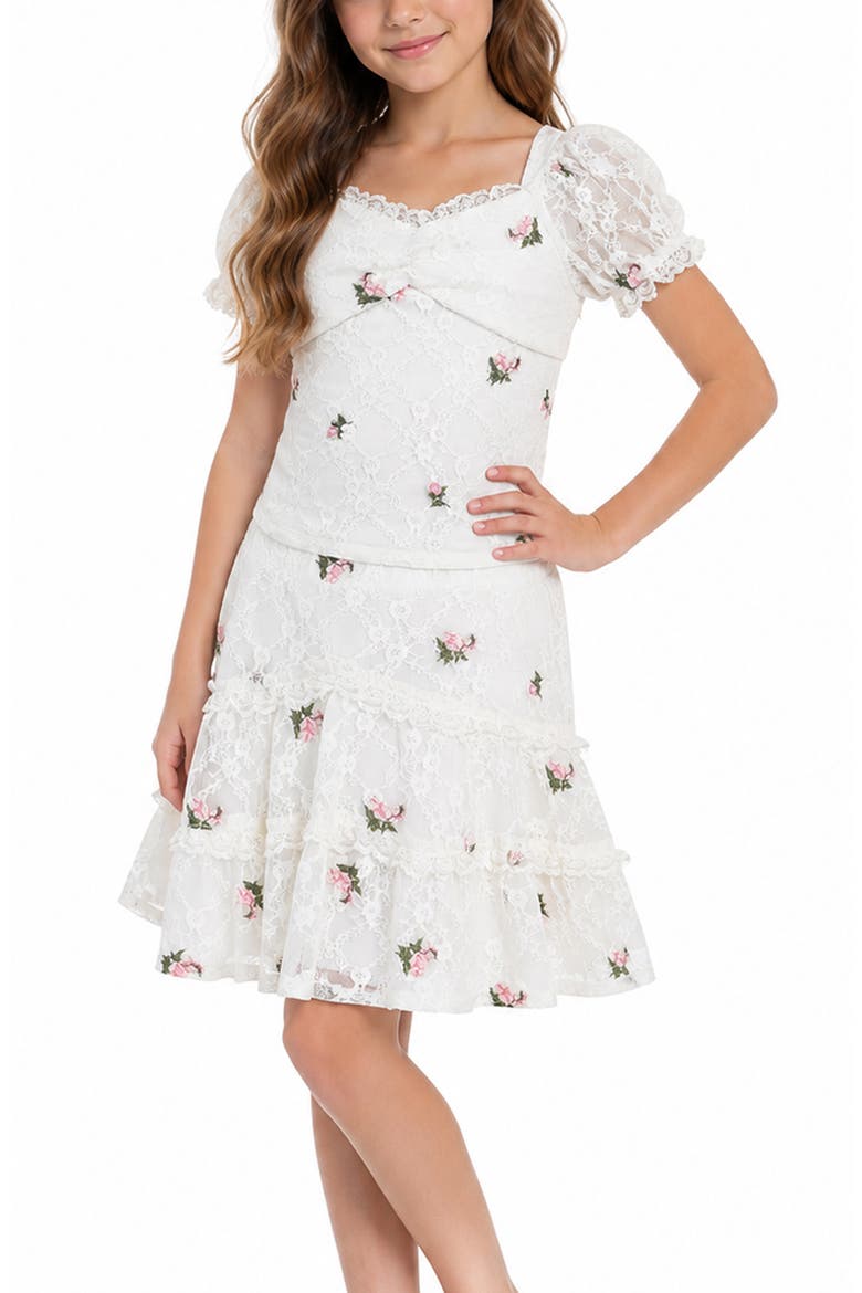 Kids' Embroidered Lace 2-Piece Skirt Set, Alternate, color, WHITE