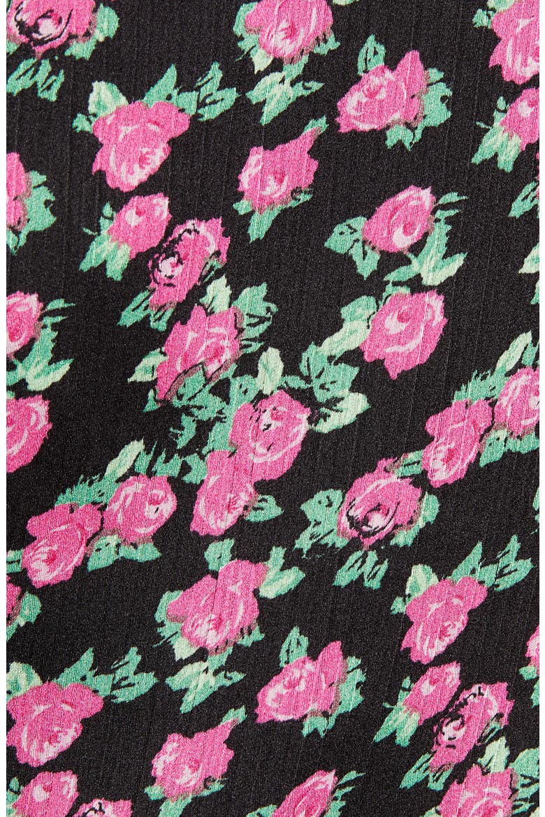 Wren Rose Print One-Shoulder Satin Blouse, Alternate, color, BLACK MINI ROSES