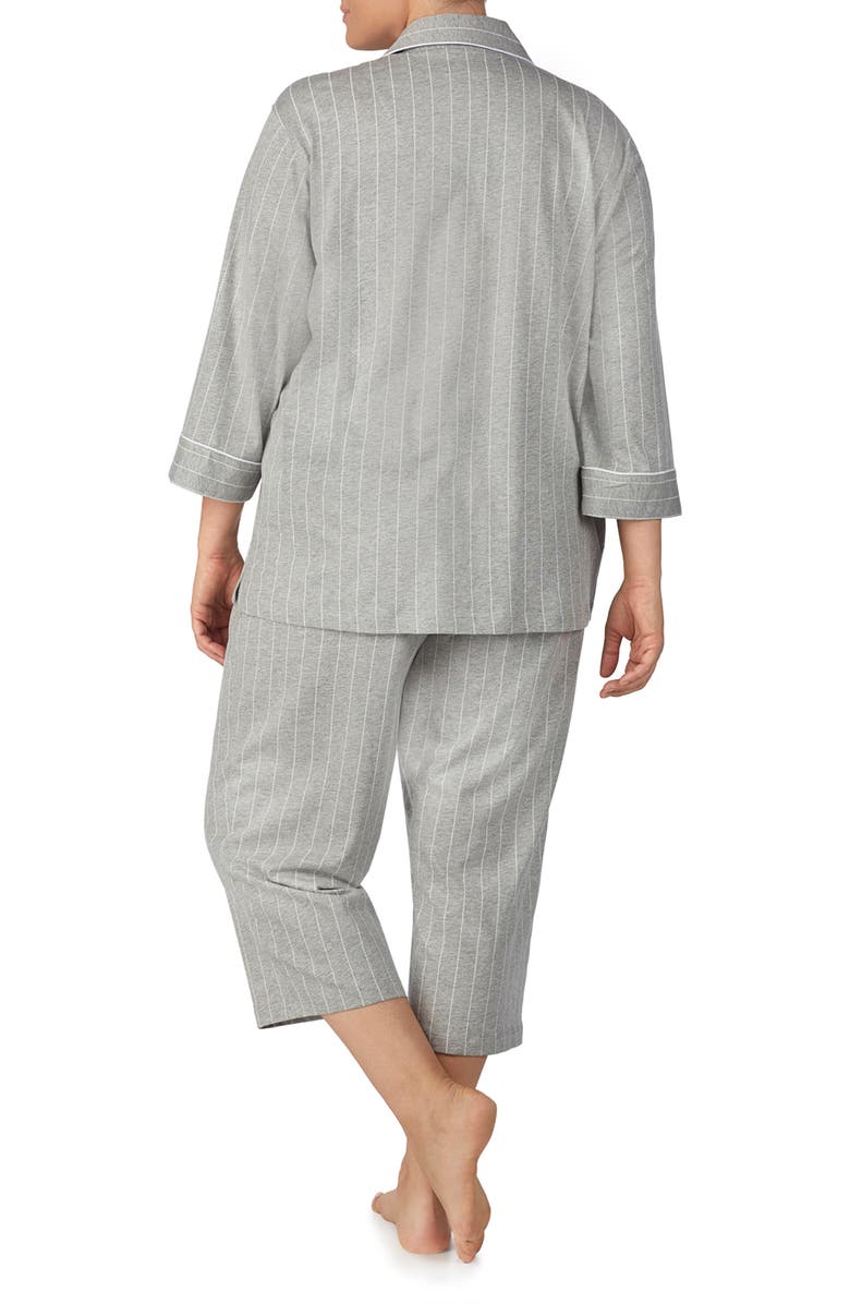Lauren Ralph Lauren Knit Crop Pajamas, Alternate, color, Grey Stripe