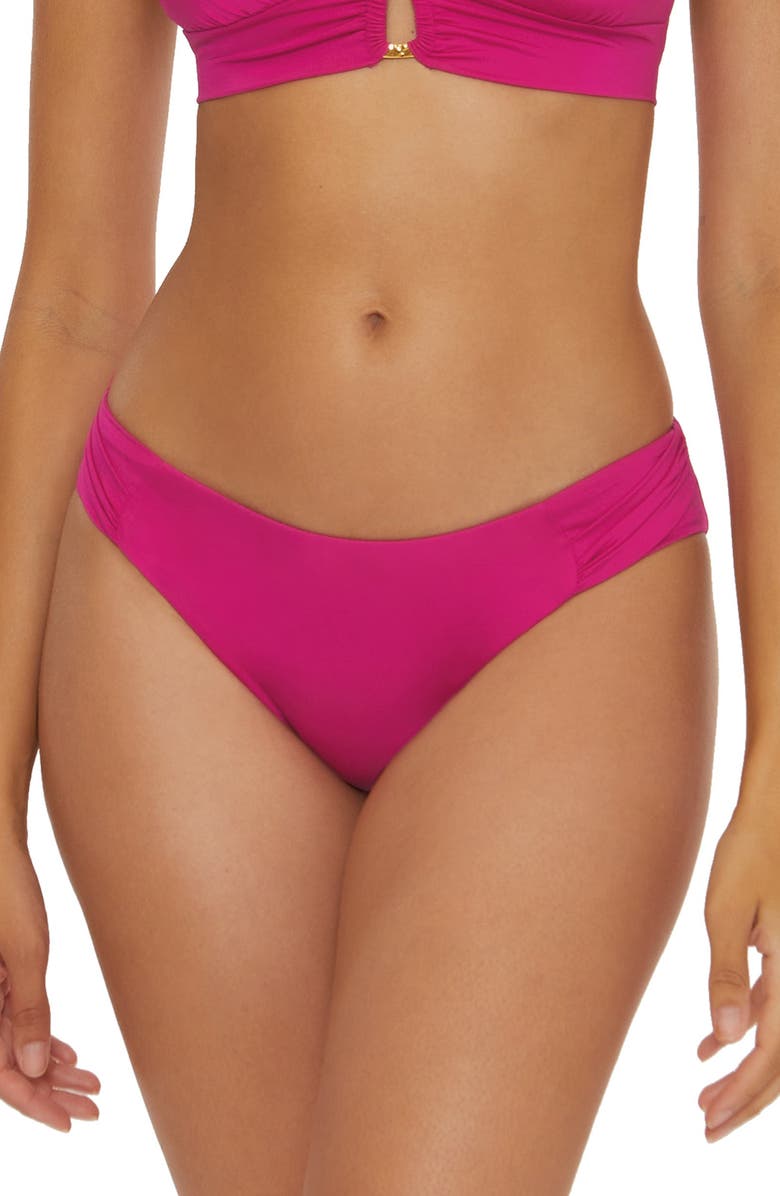 Trina Turk Monaco Side Tab Hipster Bikini Bottoms, Main, color, Sangria