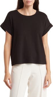 T Tahari Roll Sleeve Scuba Top