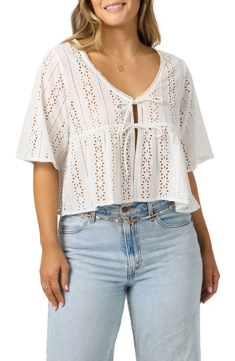 Loni Eyelet Babydoll Top