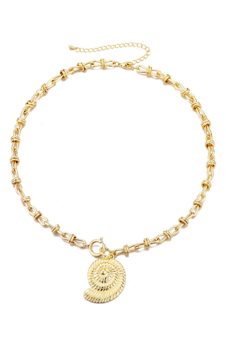 Adornia Textured Shell Pendant Necklace, Alternate, color, Gold