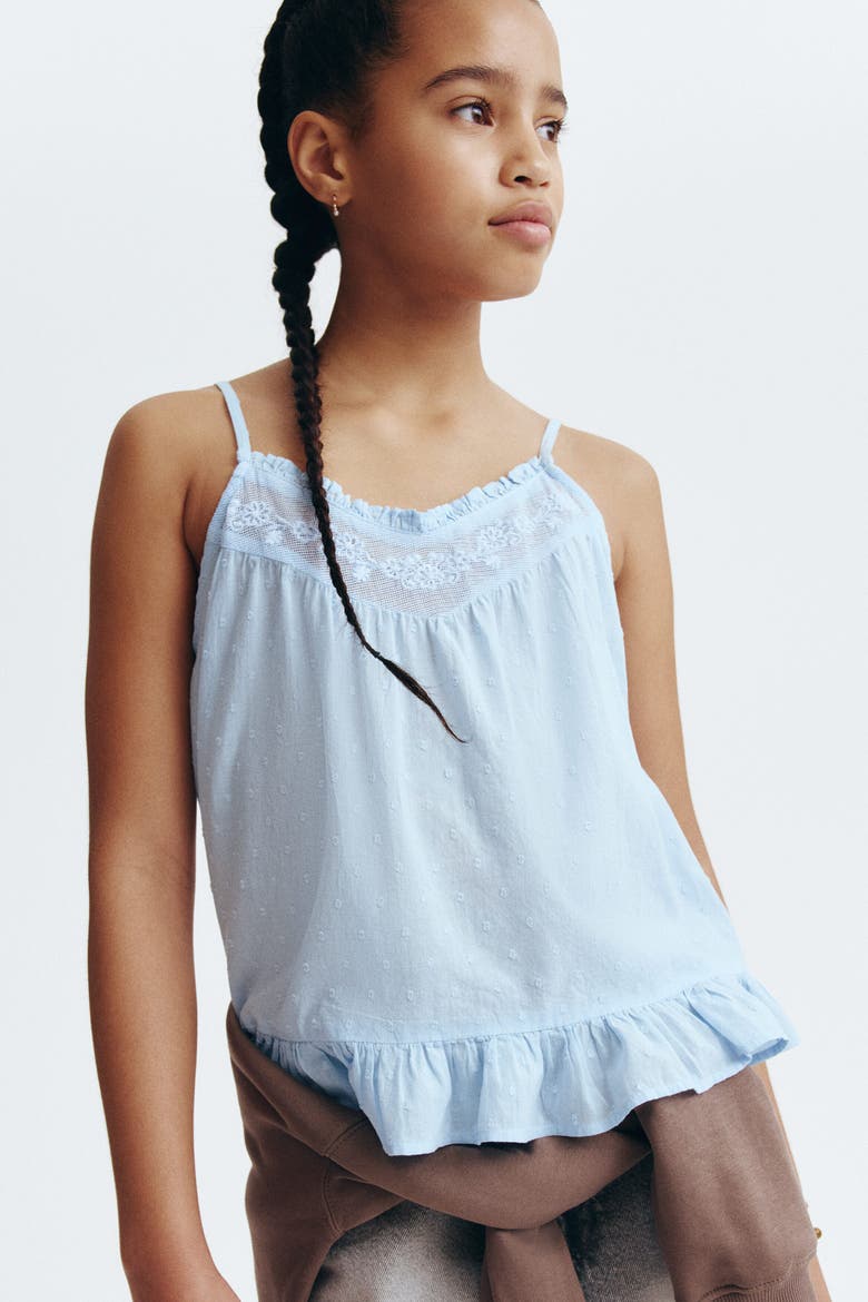 Lace-detail Cotton Top, Alternate, color, Light blue