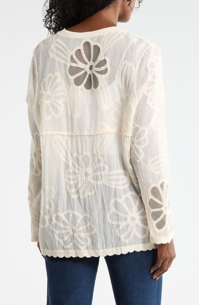 Forgotten Grace Floral Embroidered Tie Front Cardigan, Alternate, color, Natural