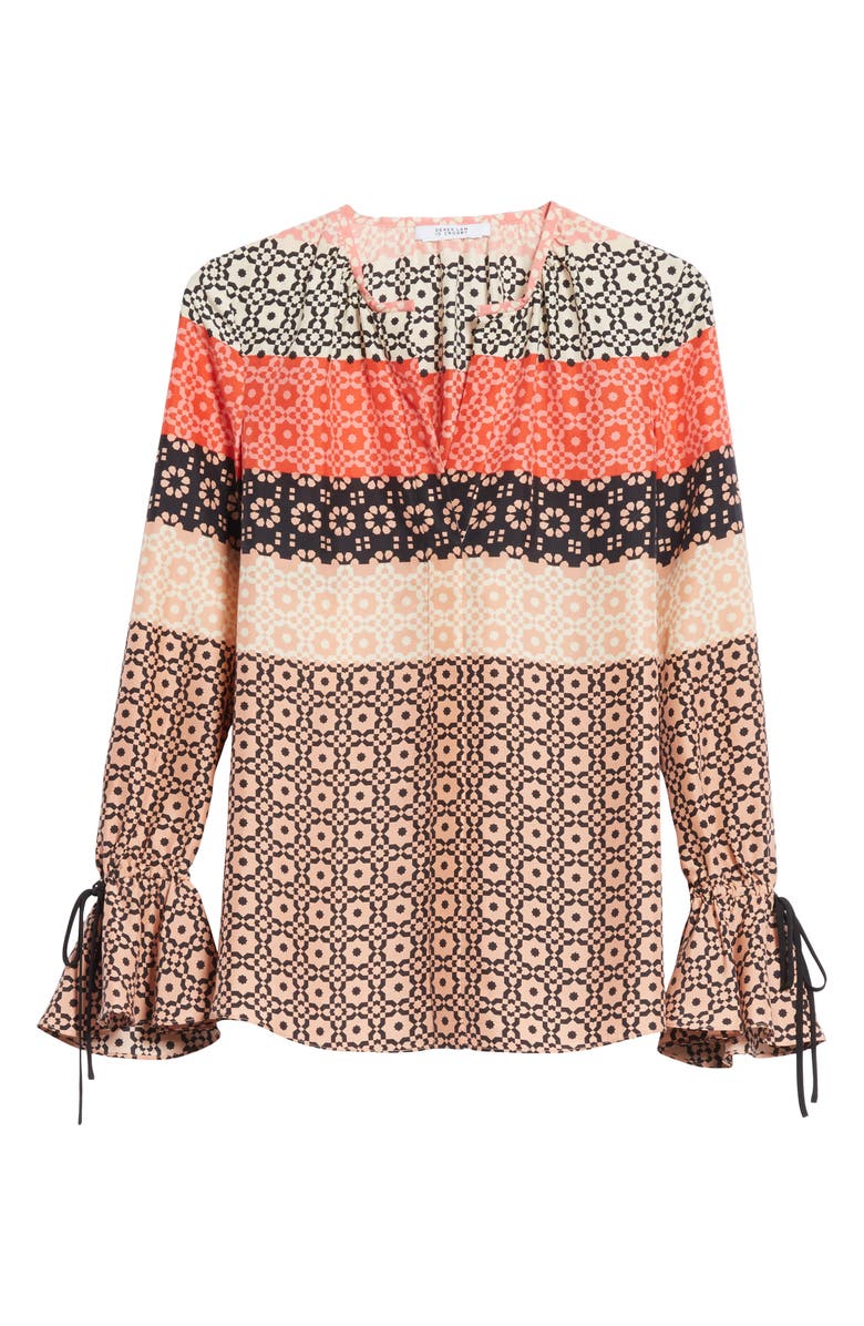Derek Lam 10 Crosby Tie Sleeve Print Silk Blouse, Alternate, color, 