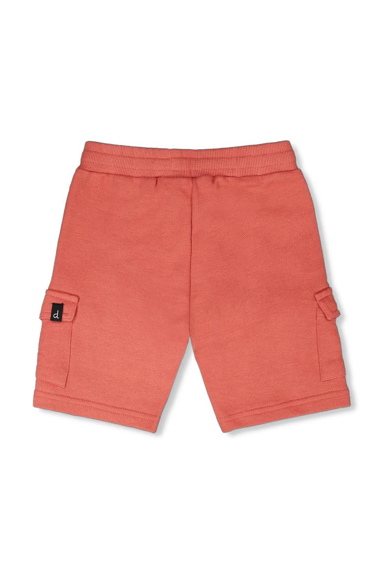 Elastic Waistband Slit and Cargo Pockets French Terry Shorts, Alternate, color, Brick