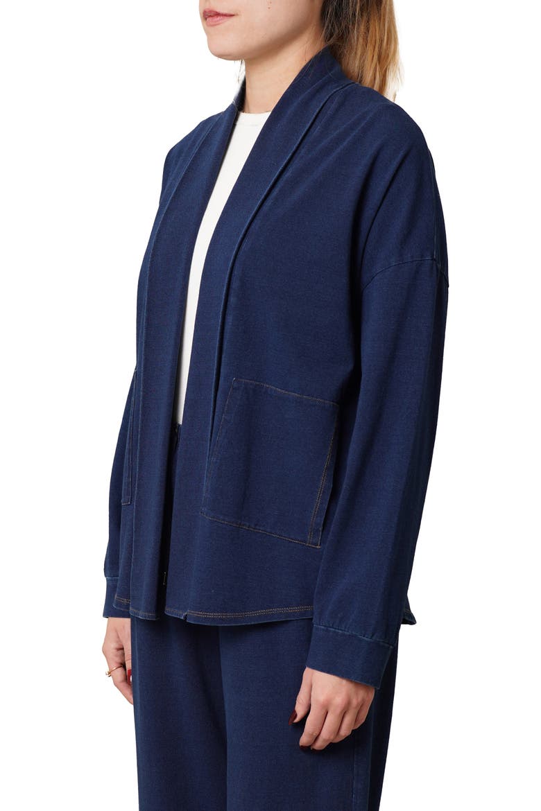 Open Front Denim Cardigan, Alternate, color, DARK WASH