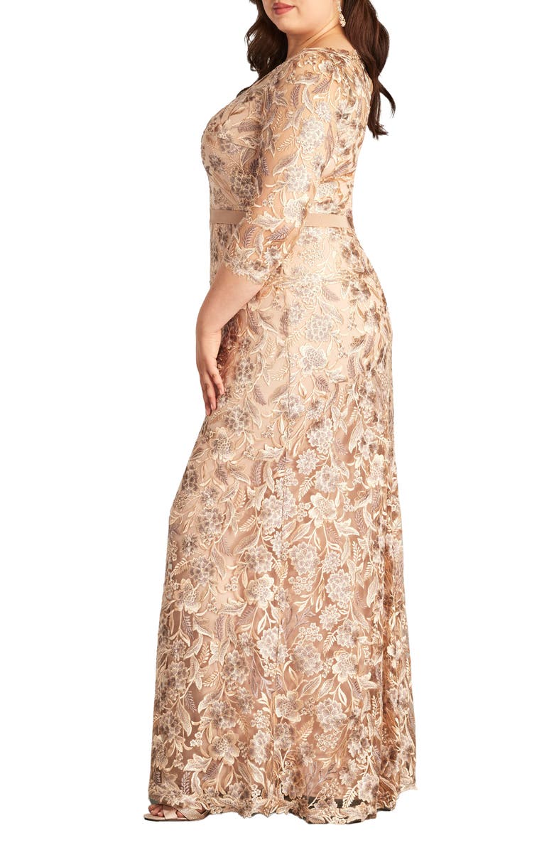 Tadashi Shoji Floral Embroidered Gown, Alternate, color, 