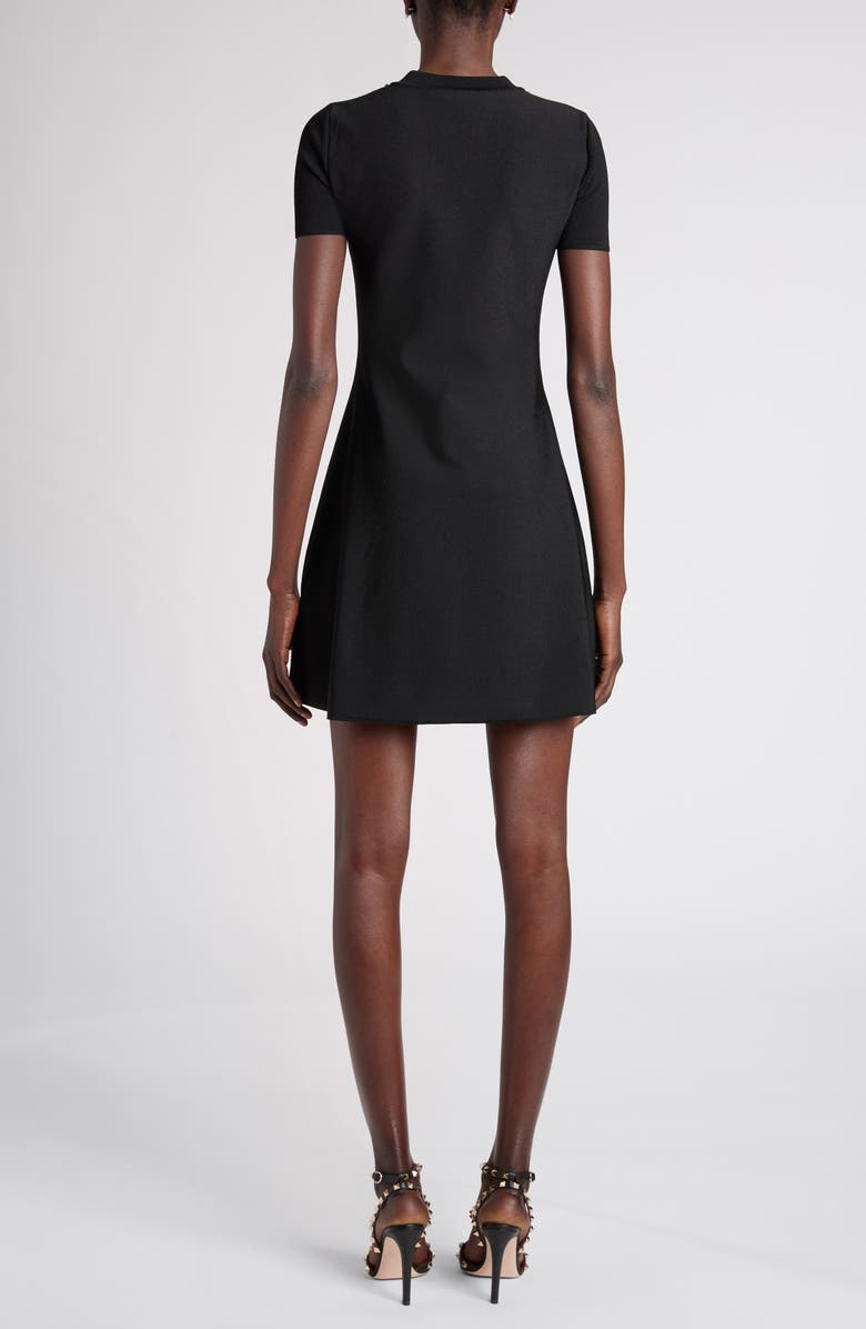 Valentino Garavani Rhinestone Embellished Fit & Flare Mini Sweater Dress, Alternate, color, Black
