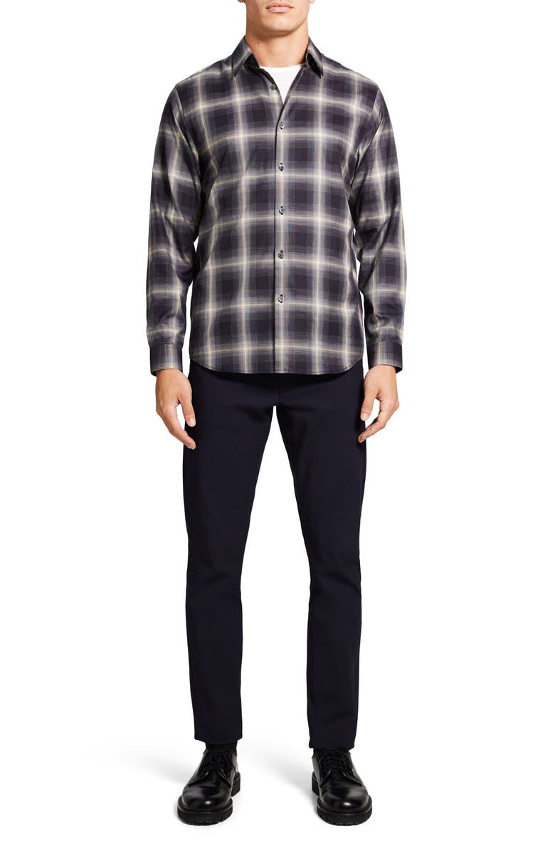 Theory Irving Shade Cotton Flannel Button-Up Shirt, Alternate, color, 