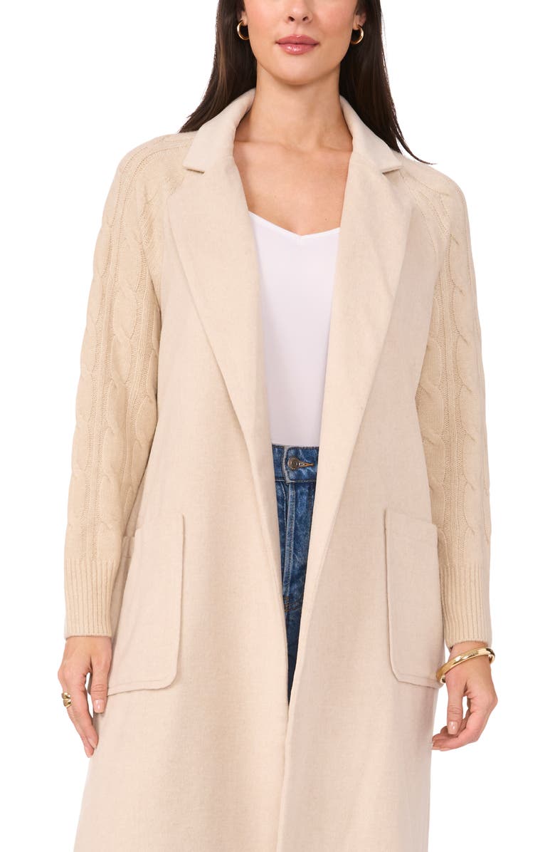 Vince Camuto Mixed Media Tie Waist Cardigan, Alternate, color,