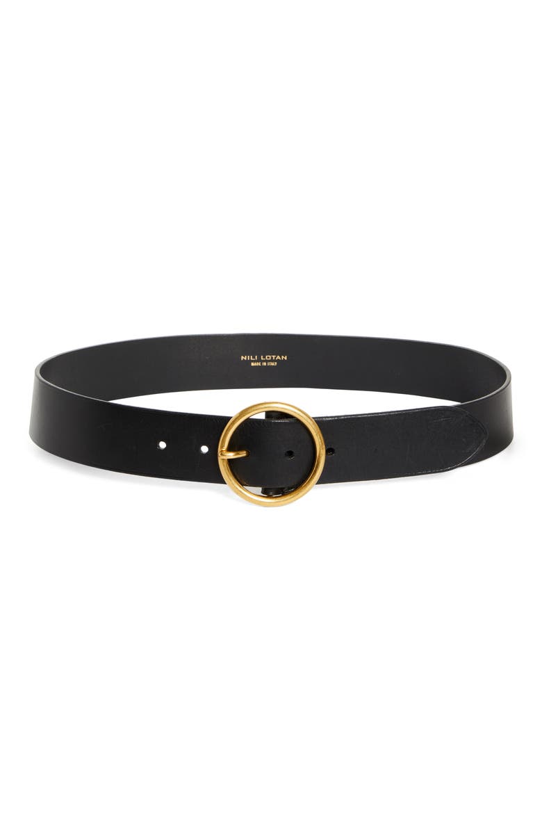 Avery Leather Belt, Main, color, BLACK W/ ANTIQUE BRASS BUCKLE