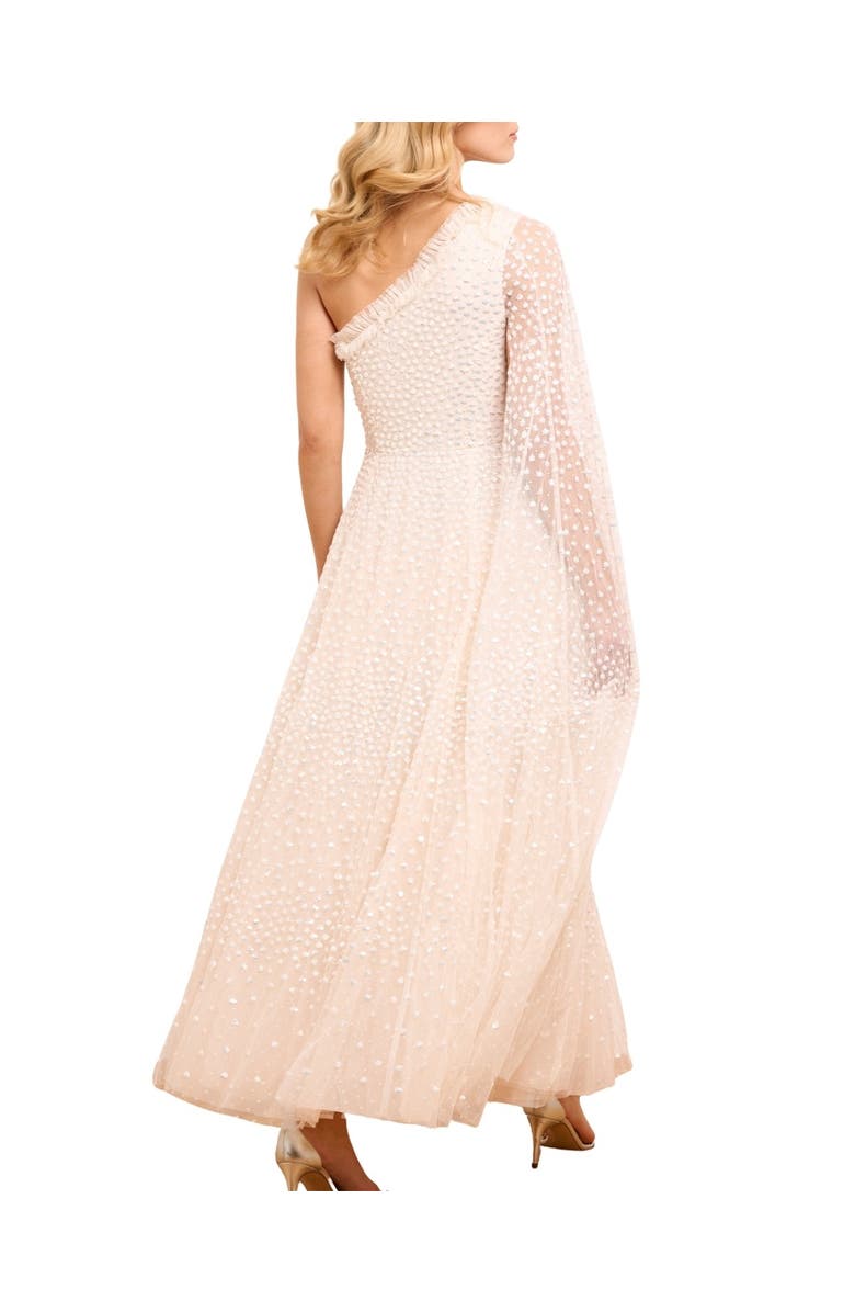 Needle 
Thread Scatter Dot One-Shoulder Ankle Gown, Alternate, color, Cream