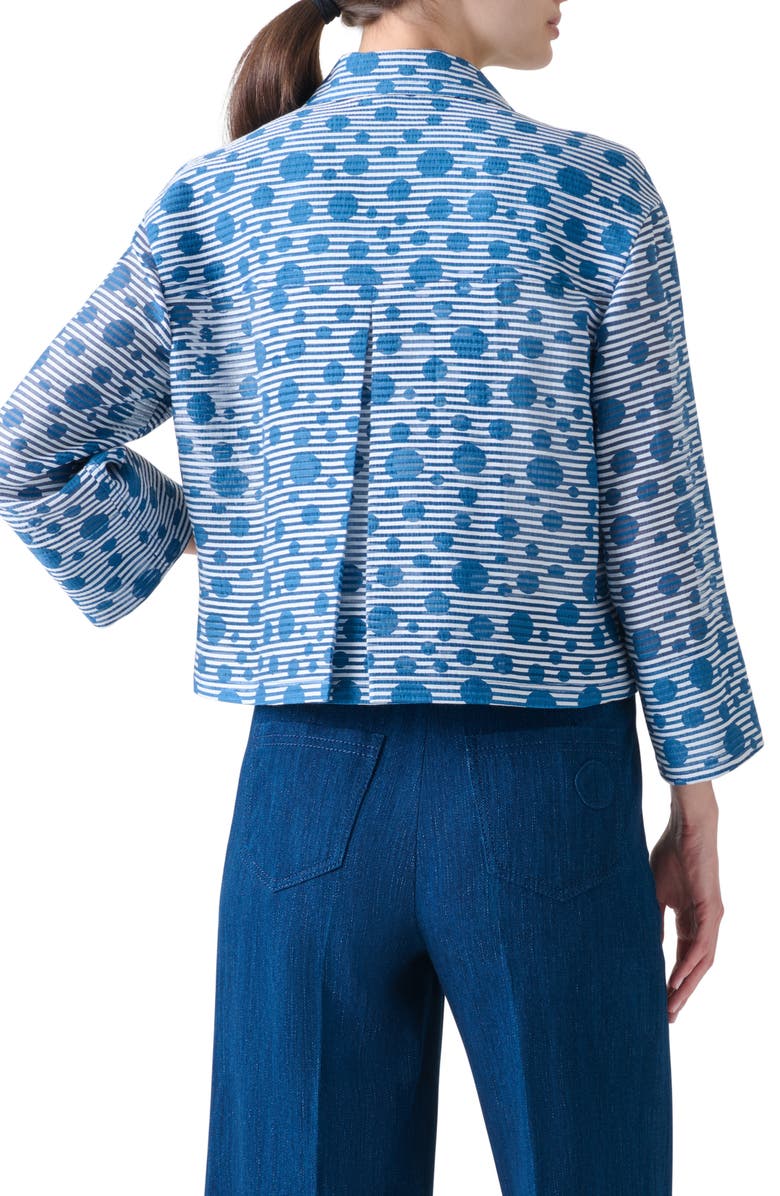 Akris punto Stripe Dot Organza Crop Jacket, Alternate, color, Cream-Medium Blue