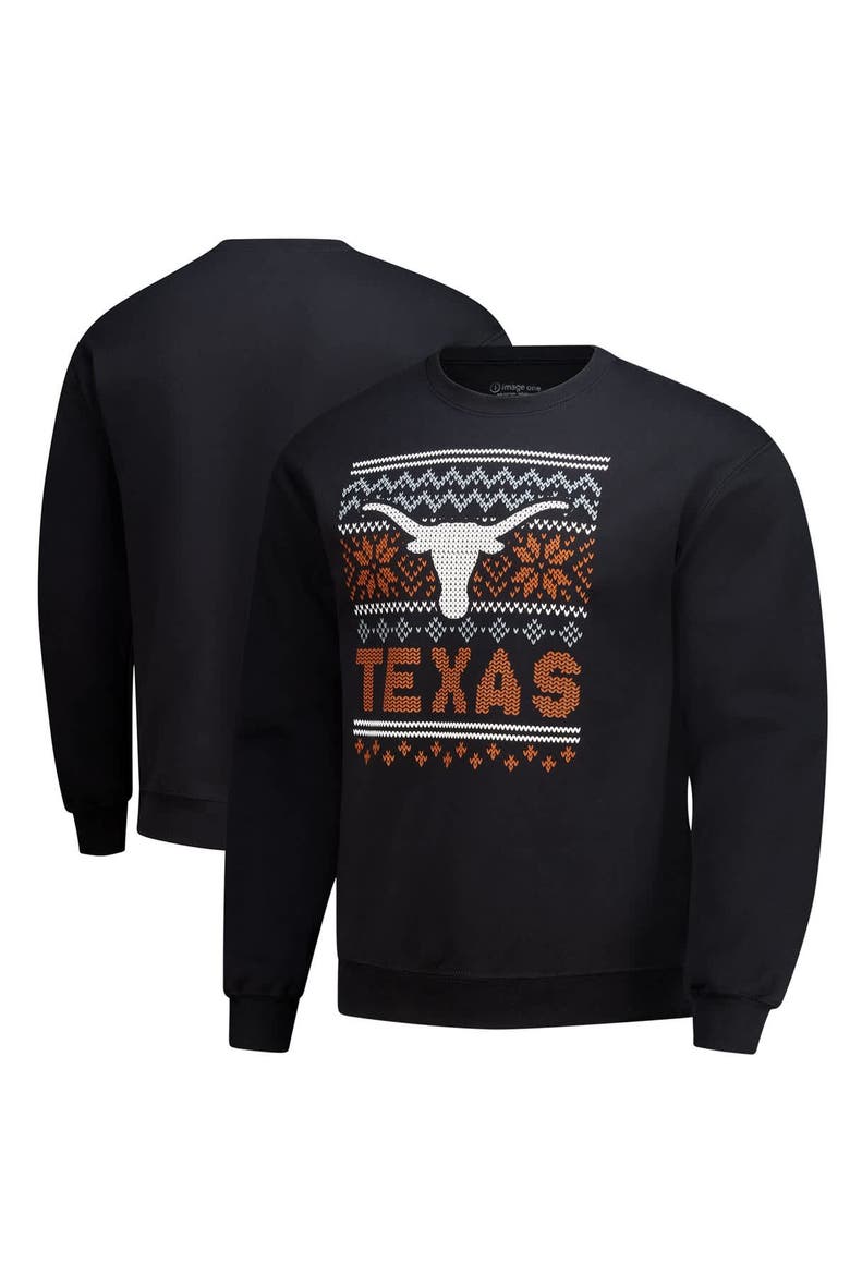 Men's  Black Texas Longhorns Holiday Fleece Sweatshirt, Main, color, Black