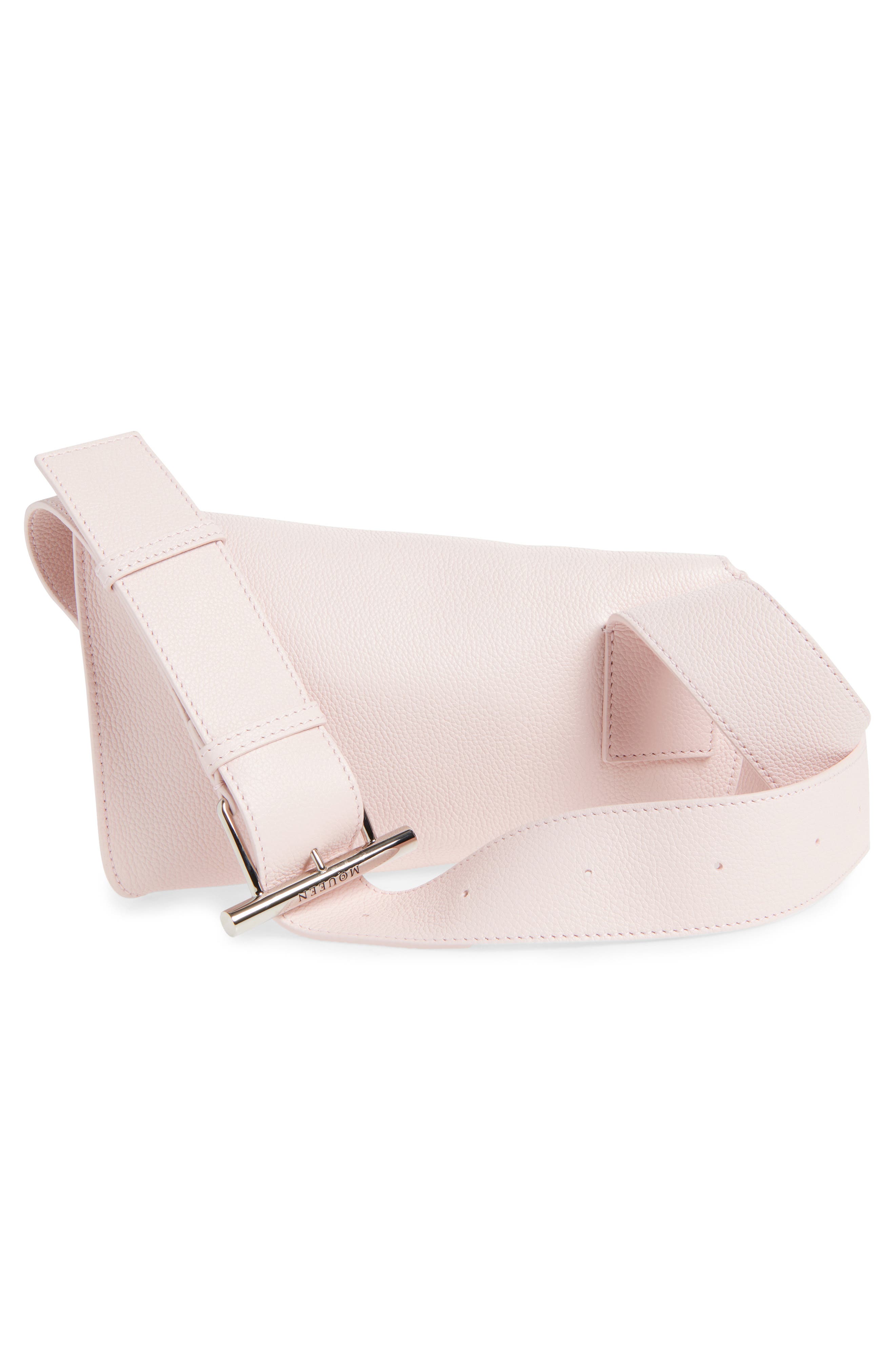 McQueen T-Bar Sling Asymmetric Leather Crossbody Bag, Alternate, color, Rose/ Silver