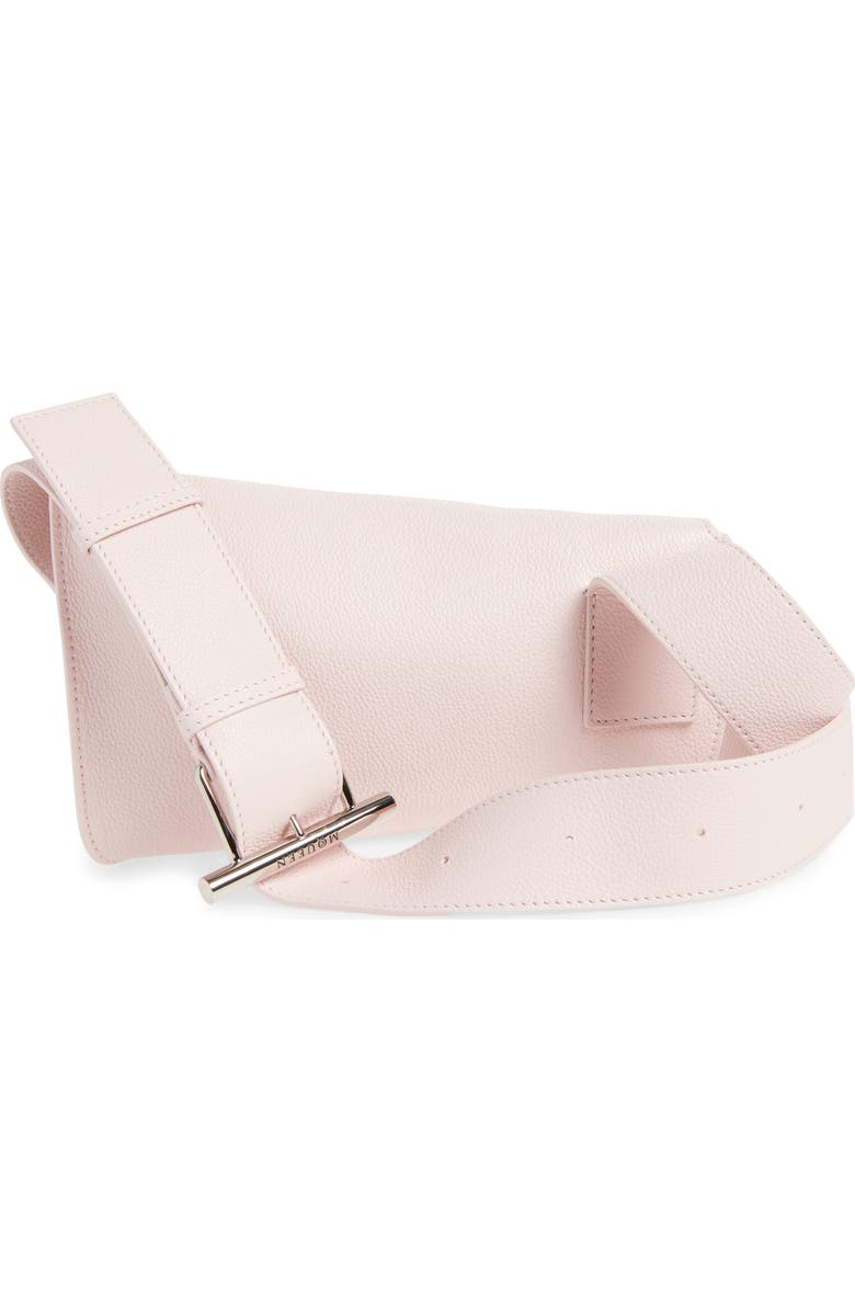 McQueen T-Bar Sling Asymmetric Leather Crossbody Bag, Alternate, color, Rose/ Silver
