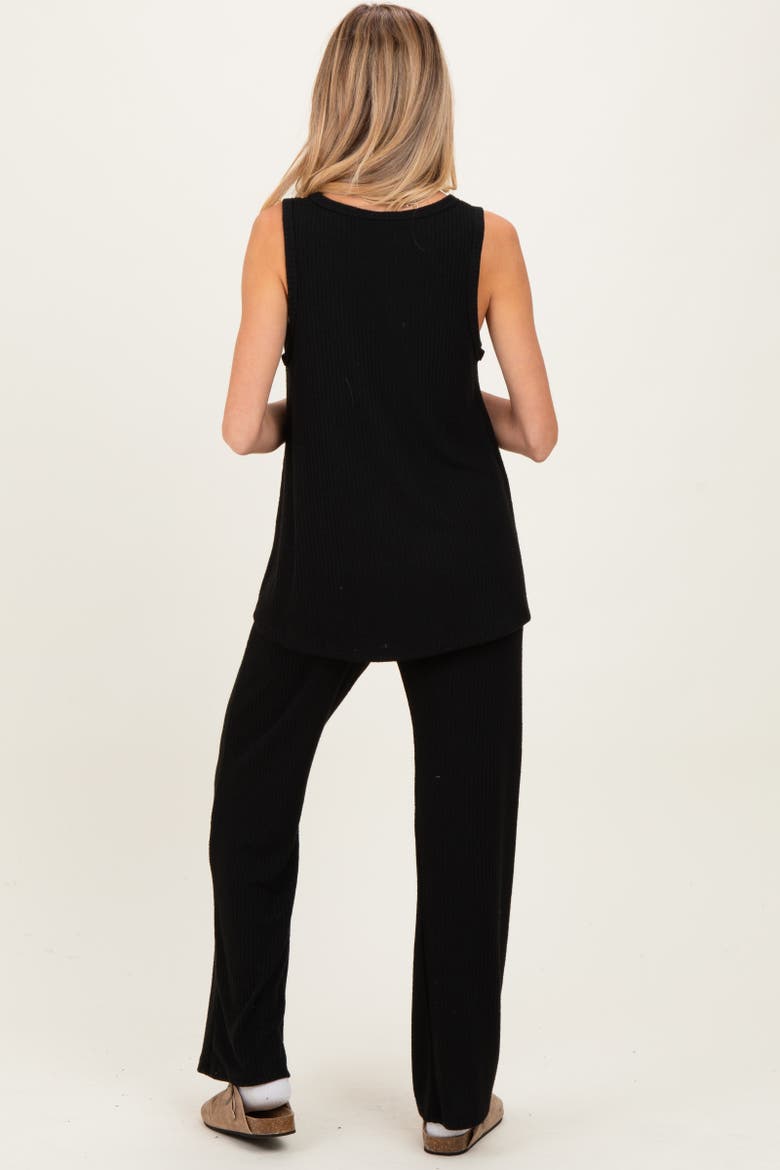 Rib Knit Tank and Pant Set, Alternate, color, Black
