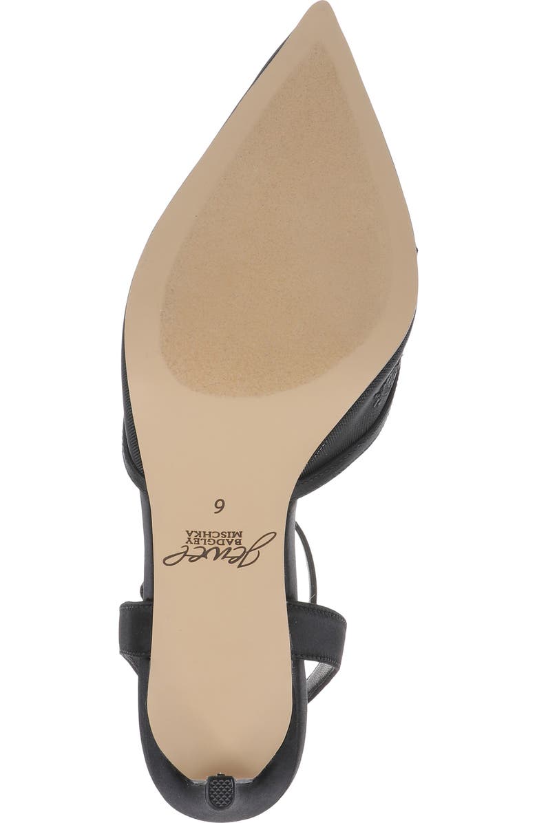 Jewel Badgley Mischka Zaida Ankle Strap Pointed Toe Pump, Alternate, color, Black Satin