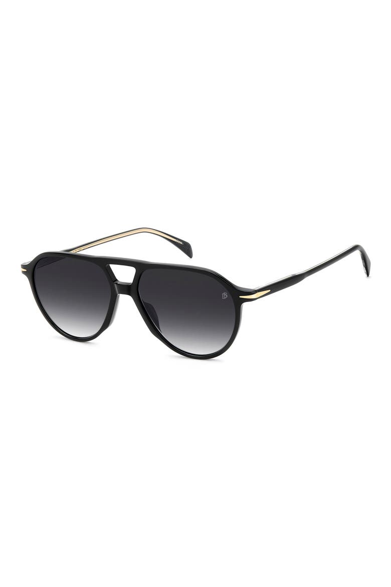 DB 1218/S/US 56mm Gradient Pilot Sunglasses, Alternate, color, BLACK/ DARK GREY SF
