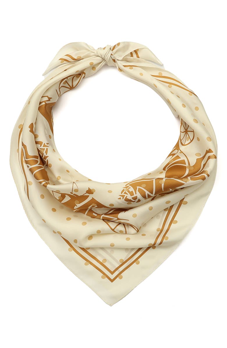 COACH Horse & Carriage Polka Dot Silk Square Scarf, Main, color, Chalk