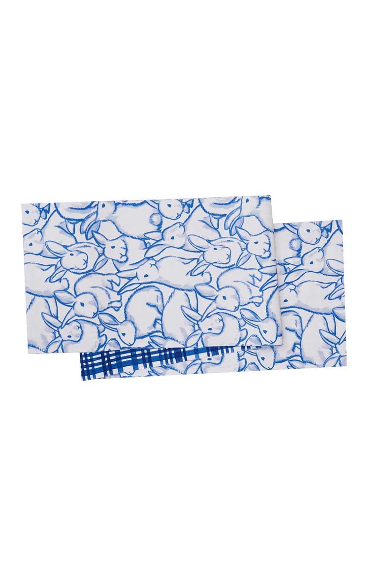 Blue & White Easter Bunnies 100% Cotton Table Runner 14" x 72", Main, color, Blue