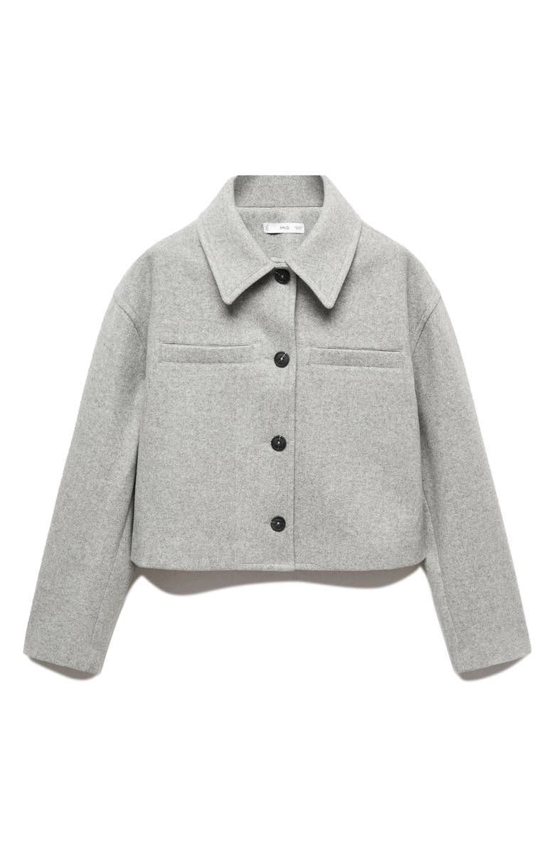 MANGO Oversize Boxy Crop Jacket, Alternate, color, Medium Heather Grey