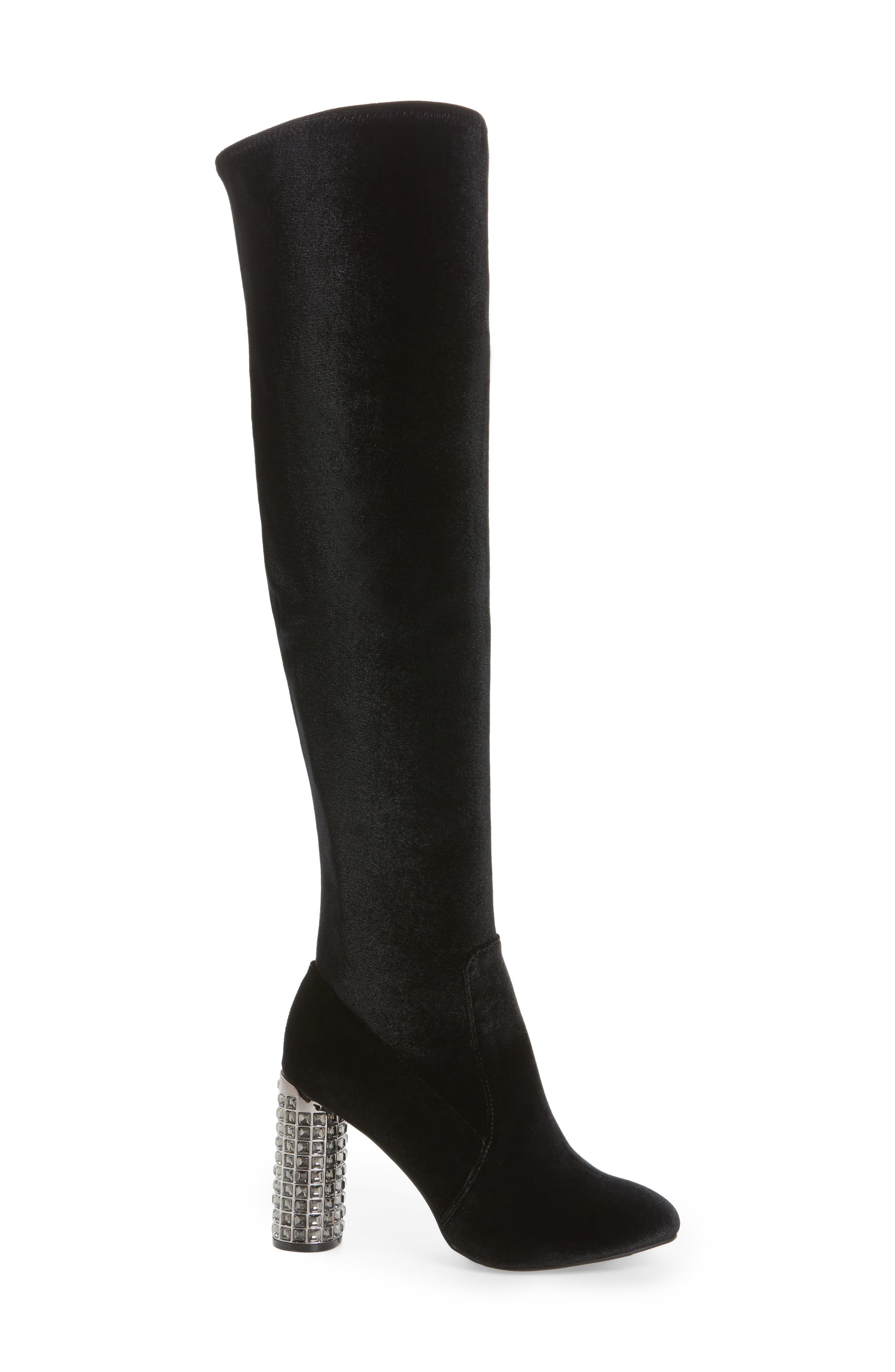 Itzela Over the Knee Boot, Alternate, color, BLACK STRETCH VELVET