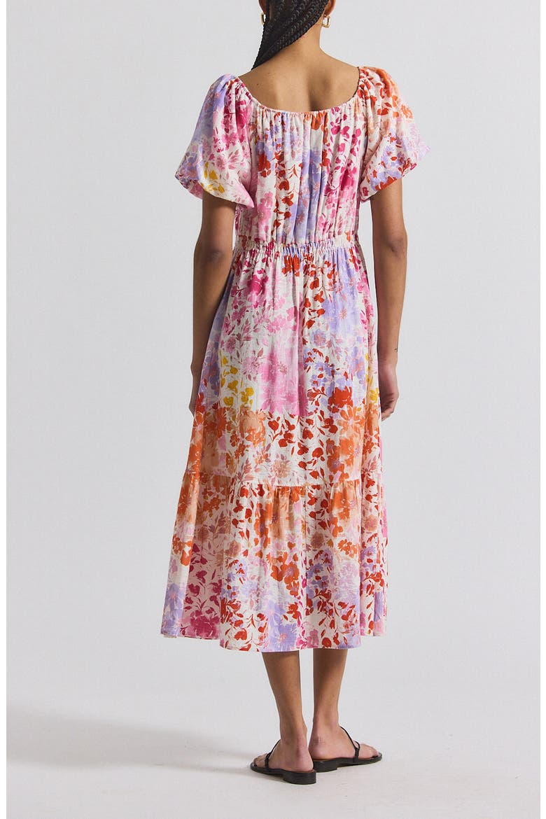 Laine Floral Print Tiered Midi Dress, Alternate, color, ROSE MULTI