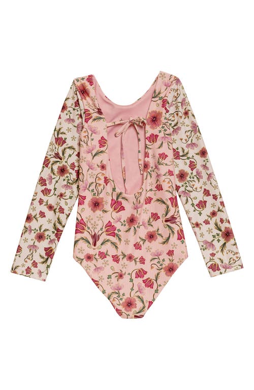 Agua Bendita Kids' Honey Aura Long Sleeve One-piece Rashguard Swimsuit In Neutral