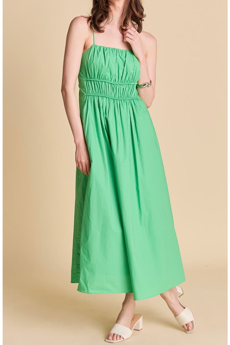Smocked Sleeveless Maxi Dress, Alternate, color, GREEN