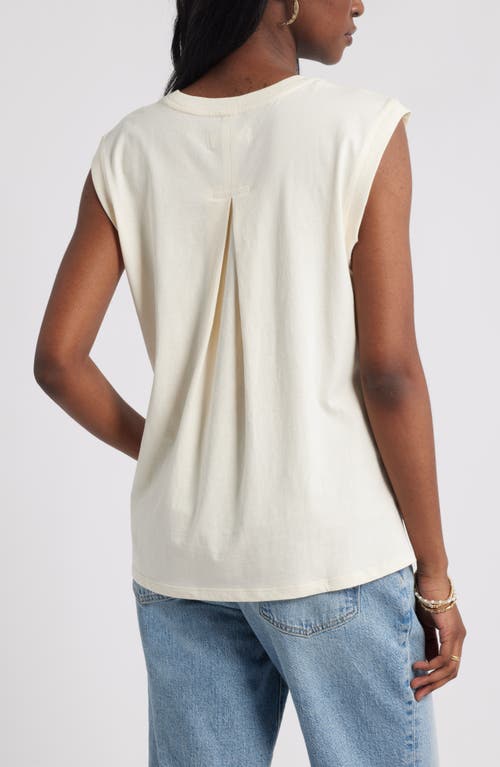 Treasure & Bond Pleat Back Cotton Muscle Tank In Neutral