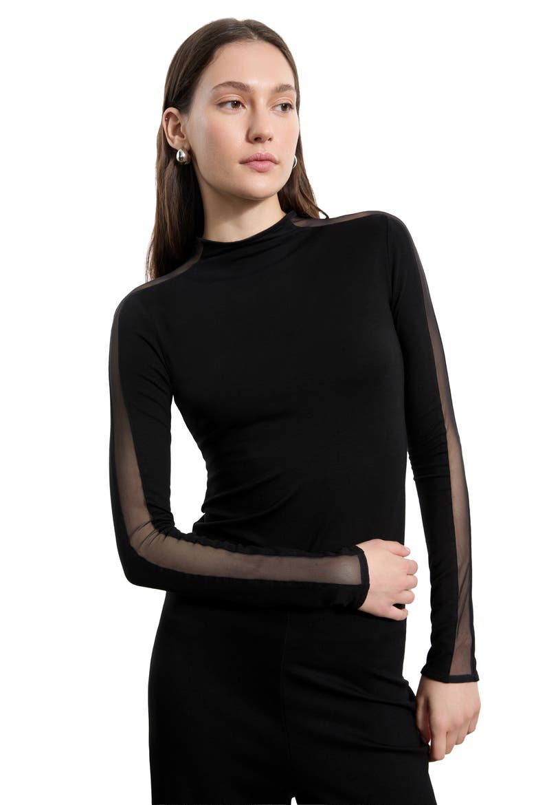 Suma Mock Neck Top, Alternate, color, BLACK